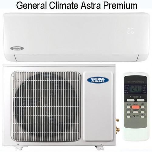 Кондиционер General Climate GC-A07HR/GU-A07H Настенная сплит-система серии Astra Premium, охлаждение: 2.26 кВт, температура на улице +17~+48°C; обогрев: 2.36 кВт, температура на улице -7~+24°C. Компрессор -GREE-Daikin.