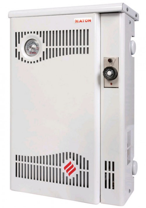 Котел парапетный Aton Compact 10EB (АОГВМНД - 10ЕВ) газовый, двухконтурный, энергонезависимый, с закрытой камерой сгорания, дымоход через стену, мощностью 10кВт, давление ГВС - не более 0,6 МПа.
